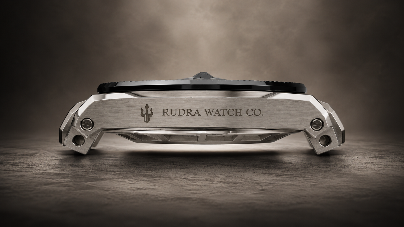 Founder of Rudra Watch Co. reviewing watch designs at his desk.